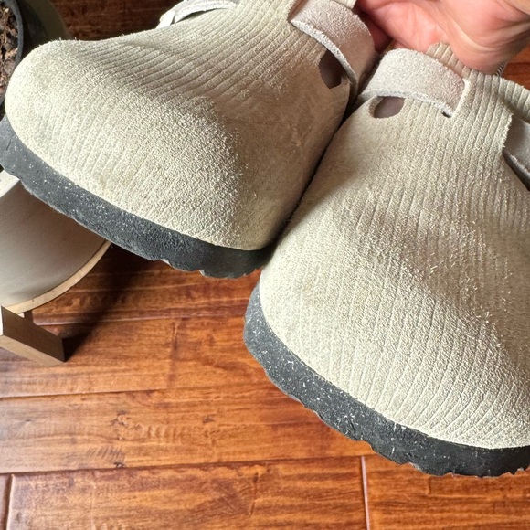Birkenstock Boston Suede Embossed clogs - Corduroy Antique White Size 40 - Picture 12 of 13